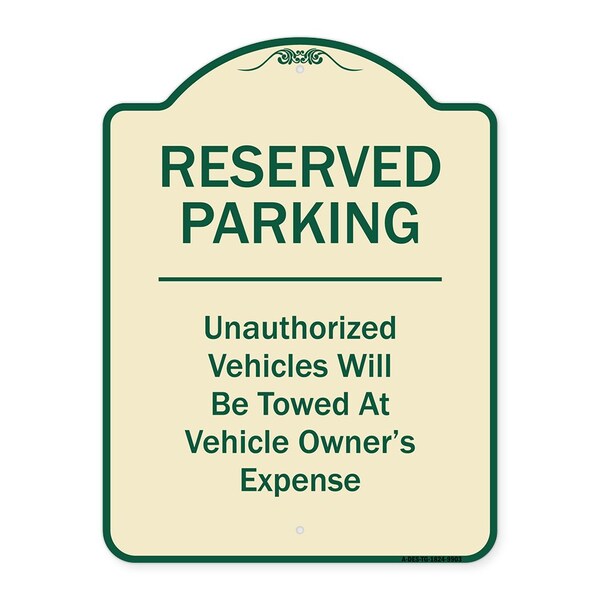 Designer Series-Reserved Parking Unauthorized Vehicles Will Be Towed Vehicl, 24" x 18", TG-1824-9903